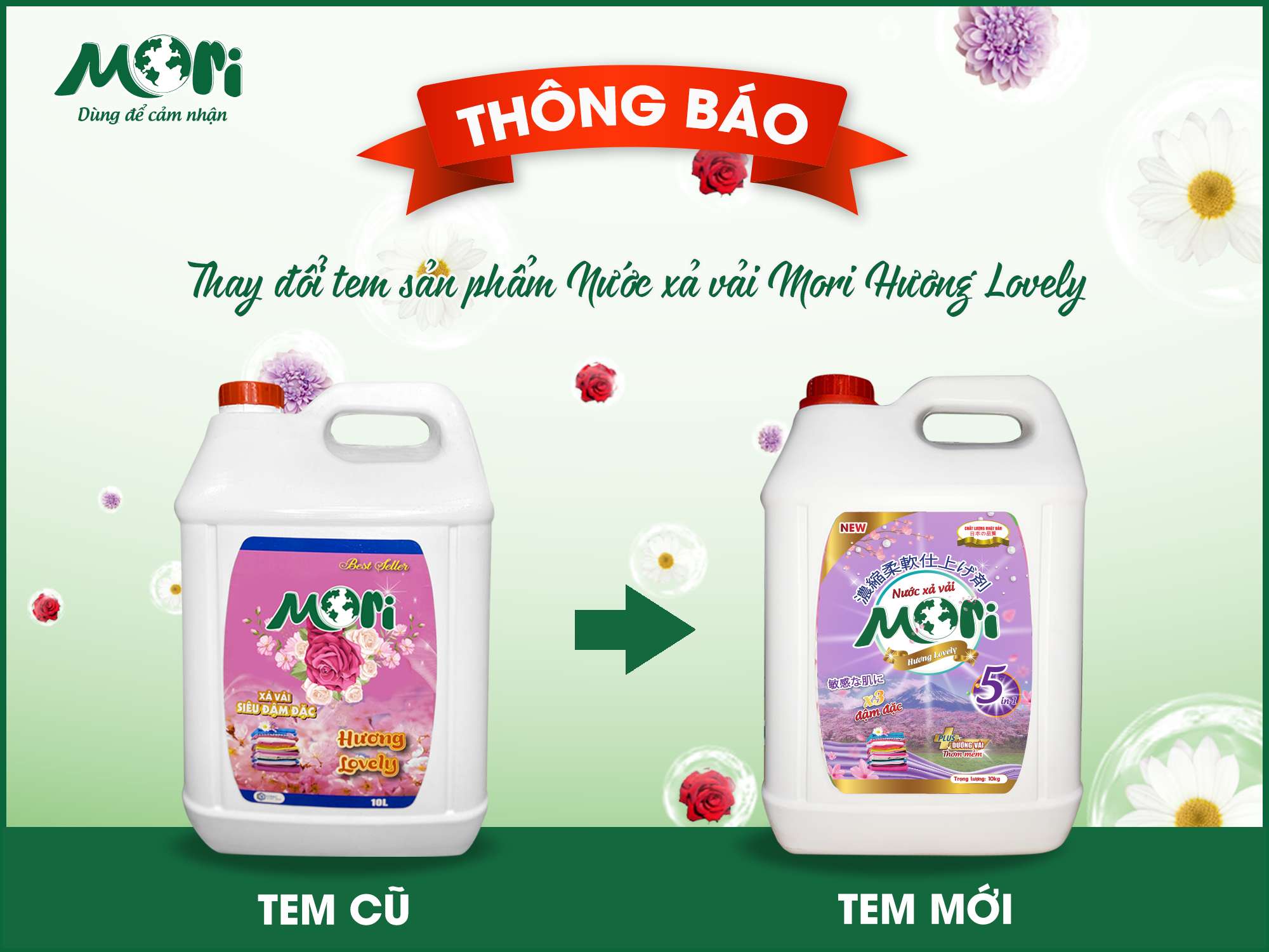 THÔNG BÁO: THAY ĐỔI TEM MỚI SẢN PHẨM NƯỚC XẢ VẢI DUNG TÍCH 10L