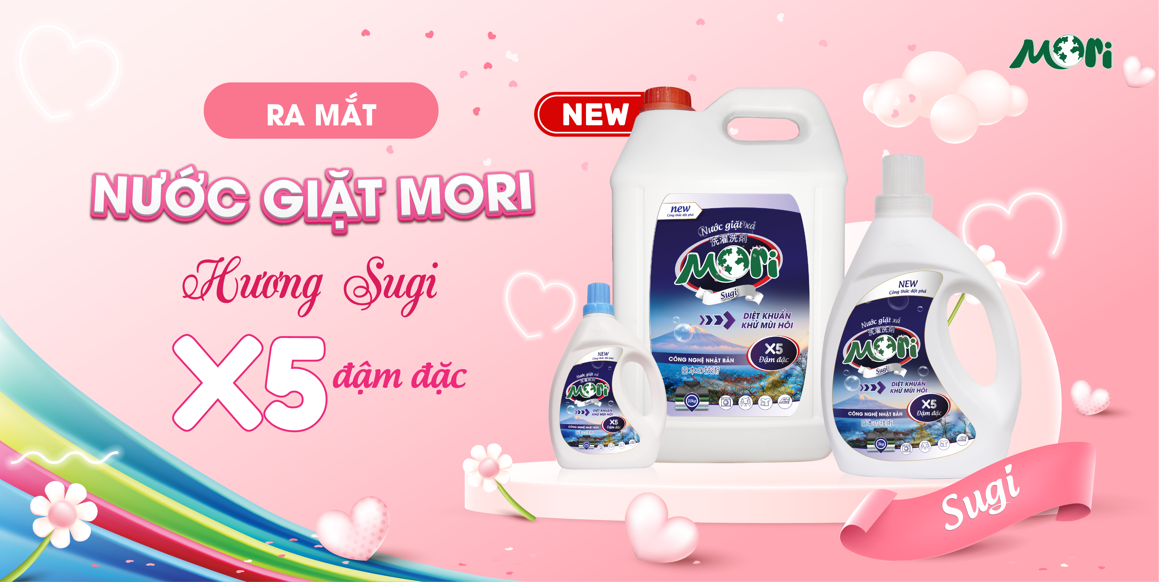 RA MẮT NƯỚC GIẶT MORI HƯƠNG SUGI X5 ĐẬM ĐẶC HOÀN TOÀN MỚI